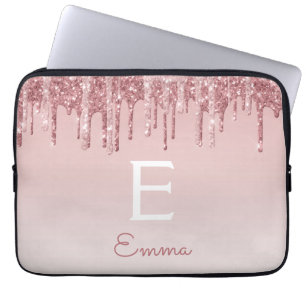 Glam Pink Rose Gold Glitzer Tropfen Sparkline Mono Laptopschutzhülle