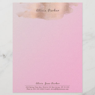 Glam Pink Rose Gold Kupferfolie   Beautician Briefbogen