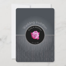 Glam Pink Rose Silver Glow Gray Hochzeit Einladung