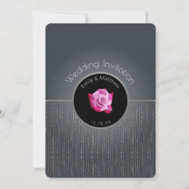 Glam Pink Rose Silver Glow Gray Hochzeit Einladung