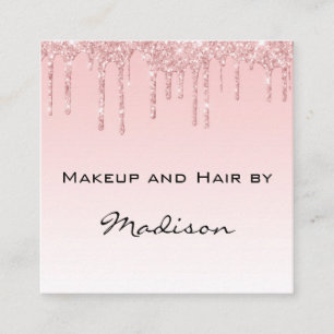 Glam Pink Rosen Gold Glitter Tropfen Makeup-Artist Quadratische Visitenkarte