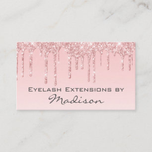 Glam Pink Rosen Gold Glitter Tropfen Wimpern Make- Visitenkarte