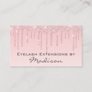 Glam Pink Rosen Gold Glitter Tropfen Wimpern Make- Visitenkarte