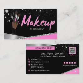 Glam Pink Silver Diamonds Makeup Artist MUA Visitenkarte