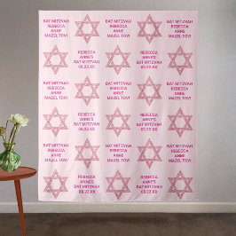 Glam Pink Star des David Foto Booth Bat Mitzvah Wandteppich