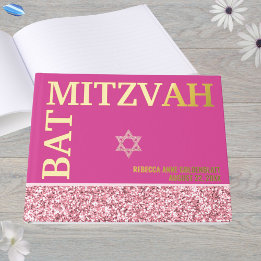 Glam Pink Star von David Bat Mitzvah Gold Gästebuch