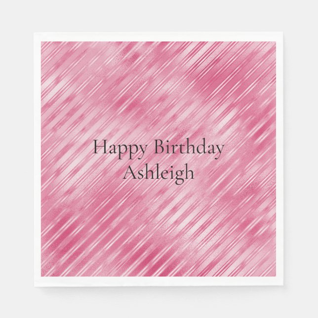 Glam Pink Streifen Serviette (Vorderseite)