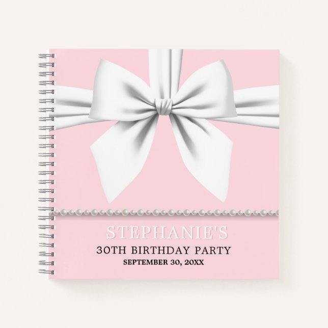 Glam Pink Tiffany Theme Birthday Gästebuch Notizbuch (Vorderseite)