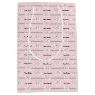 Glam Pink Tiffany Theme Bougie Happy Birthday Mittlere Geschenktüte