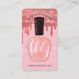Glam Pink Tropfens Nail Polnisch Flasche Monogram  Visitenkarte