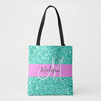 Glam Pink Türkis Glitzer Glitzern Monogram Name