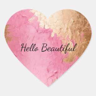 Glam Pink und Gold Herz-Aufkleber