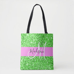 Glam Pink und Green Glitzer Glitzern Monogram Name