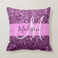Glam Pink und Lila Glitzer Glitzern Monogramm Name