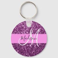 Glam Pink und Lila Glitzer Glitzern Monogramm Name
