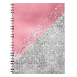Glam Pink und Silver Notebook Notizblock