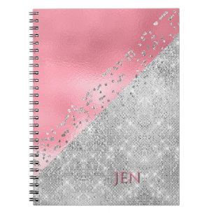 Glam Pink und Silver Notebook Notizblock