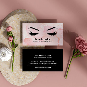 Glam PInk Watercolor Eyelash Browbar beruflich Visitenkarte