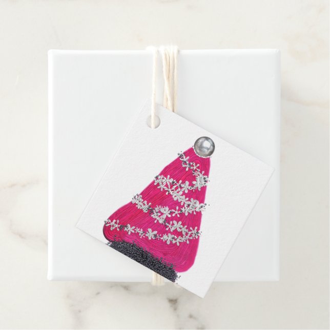 Glam Pink Weihnachtsbaum Geschenkanhänger (Beispiel)