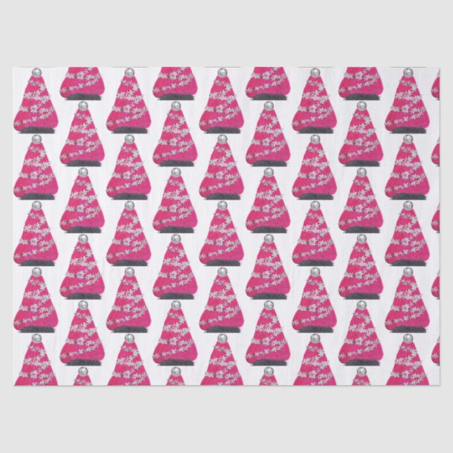 Glam Pink Weihnachtsbaum Seidenpapier (Vorderseite)