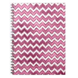 Glam Pink White Zigzag Streifen Notizblock