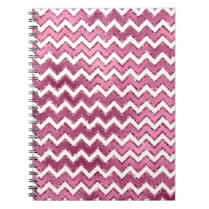 Glam Pink White Zigzag Streifen Notizblock