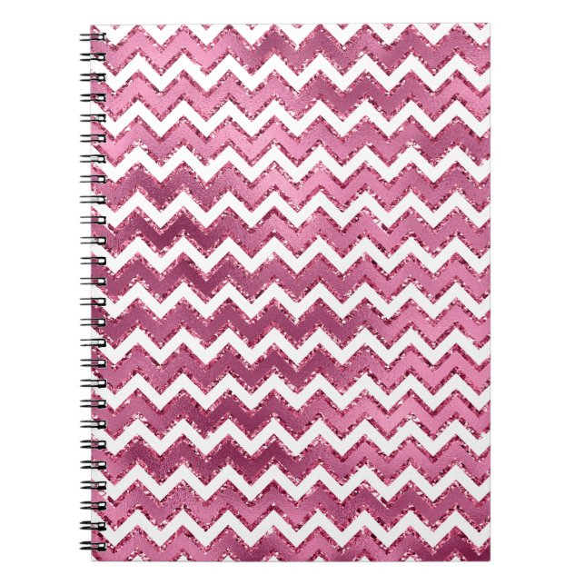 Glam Pink White Zigzag Streifen Notizblock (Vorderseite)