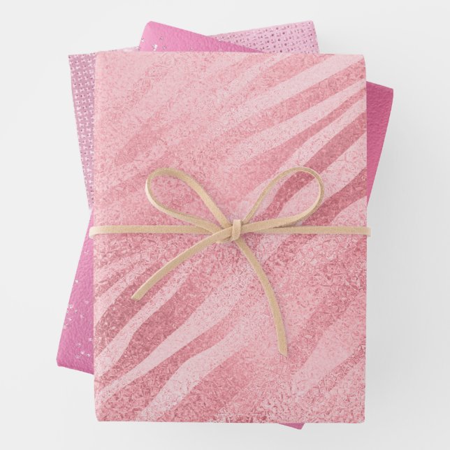 Glam Pink Zebra Print Geschenkpapier Set (Beispiel)