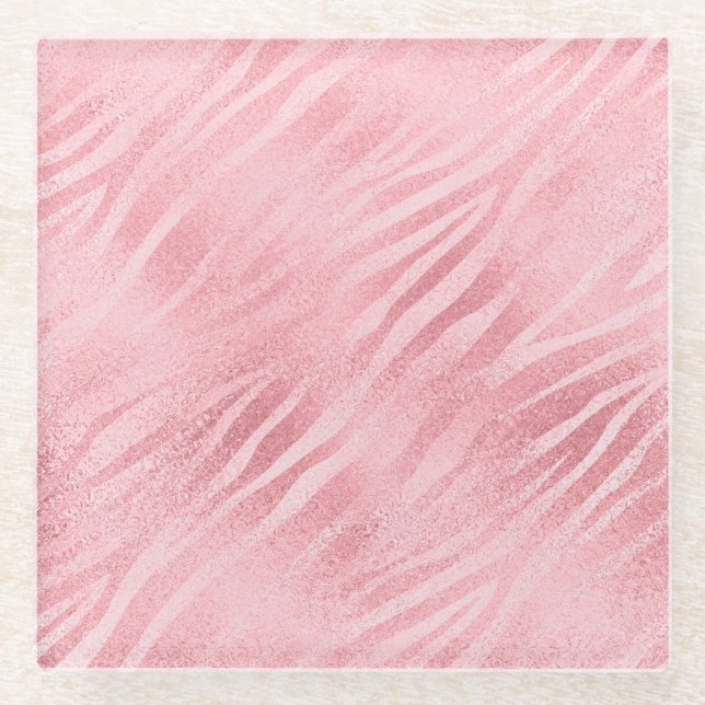 Glam Pink Zebra Print Glasuntersetzer (Vorderseite)