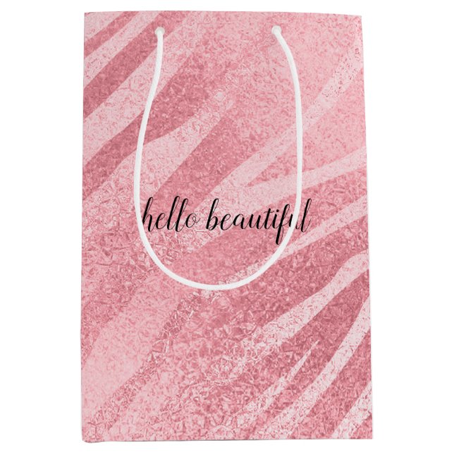 Glam Pink Zebra Print Mittlere Geschenktüte (Vorderseite)
