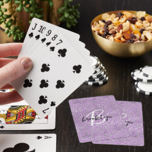 Glam purpur-silber Leopardenflecken Schrift Monogr Spielkarten