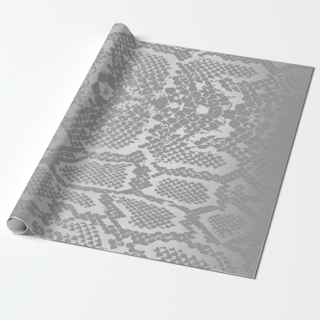 Glam Python Snake Safari Skin Silver Gray Geschenkpapier (Ungerollt)