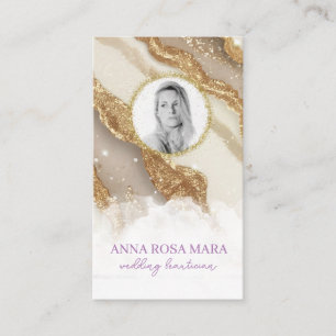 *~* Glam QR Agate Ivory Gold Glitzer FOTO AP66 Visitenkarte