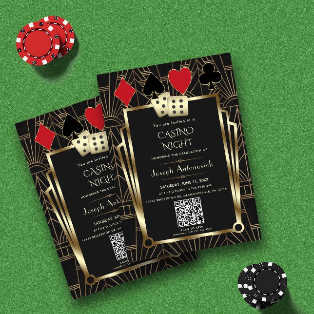 Glam QR Code Las Vegas Casino Night Abschluss Einladung (Von Creator hochgeladen)