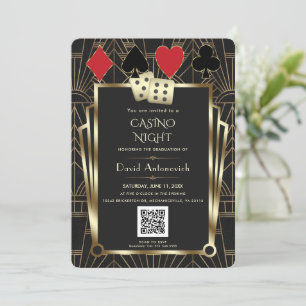 Glam QR Code Las Vegas Casino Night Abschluss Einladung