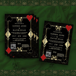Glam QR Code Roaring 20er Gold Art Deco Hochzeit Einladung