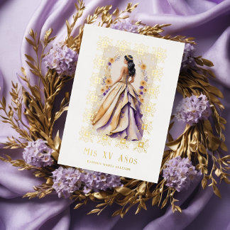 Glam Quinceñera Verzierter Rahmen Folieneinladung