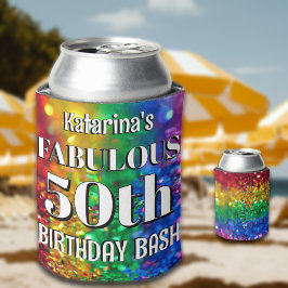 Glam Rainbow Glitter Fabulous 50 Birthday Party Dosenkühler