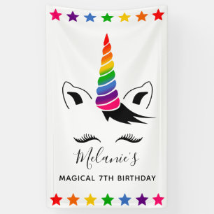 Glam Rainbow Unicorn Geburtstagsparty Banner