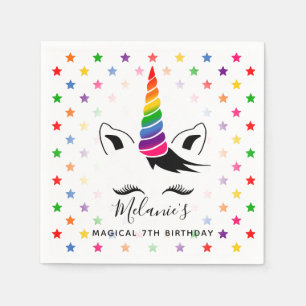Glam Rainbow Unicorn Geburtstagsparty Serviette
