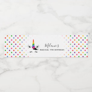 Glam Rainbow Unicorn Geburtstagsparty Wasserflaschenetikett