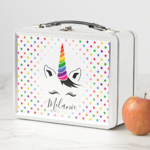 Glam Rainbow Unicorn Metall Lunch Box