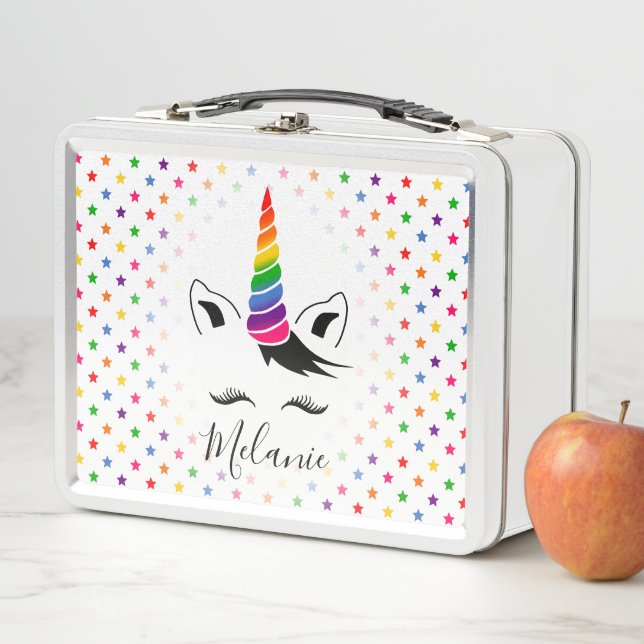 Glam Rainbow Unicorn Metall Lunch Box (Beispiel)