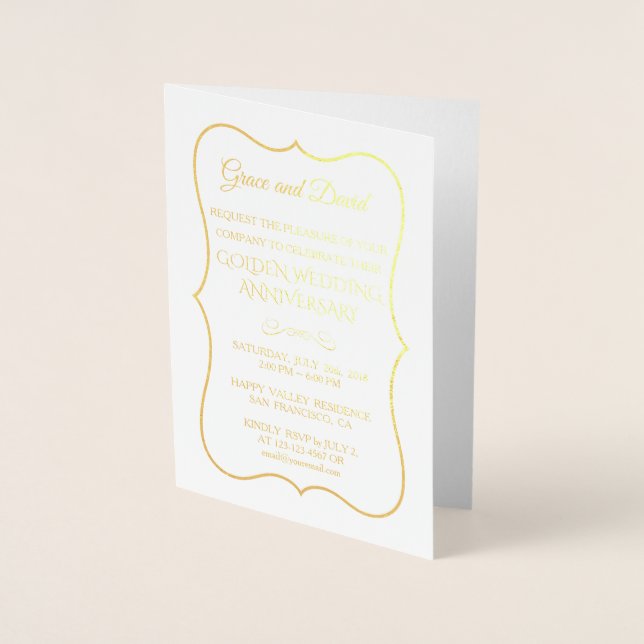 Glam Real Gold Foil 50. Hochzeitstag Folienkarte (Vorderseite)