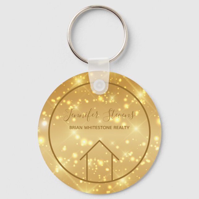 Glam Realtor Chic Custom Real Anwesen Gold Sparkon Schlüsselanhänger (Vorderseite)