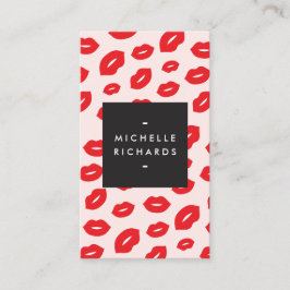 Glam Red and Pink Lip Print for Makeup Artists Visitenkarte