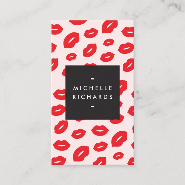 Glam Red and Pink Lip Print for Makeup Artists Visitenkarte (Vorderseite)