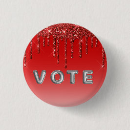 Glam Red Glitter Drip  Button