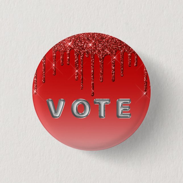 Glam Red Glitter Drip  Button (Vorderseite)