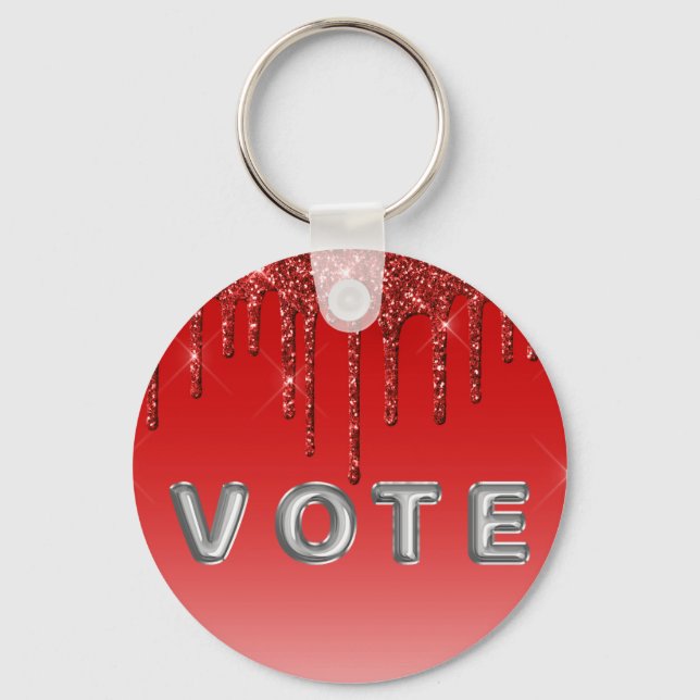 Glam Red Glitter Drip  Schlüsselanhänger (Vorderseite)